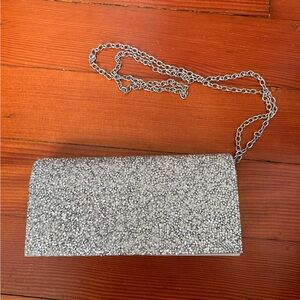 Silver Rhinestone Chain Clutch